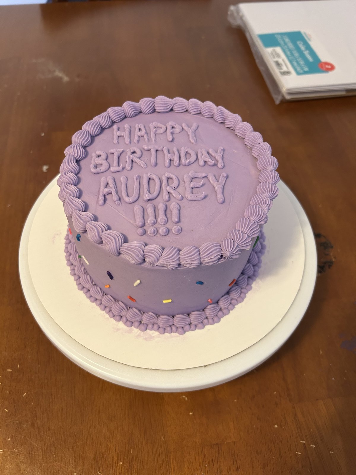 Lavender birthday cake with sprinkles