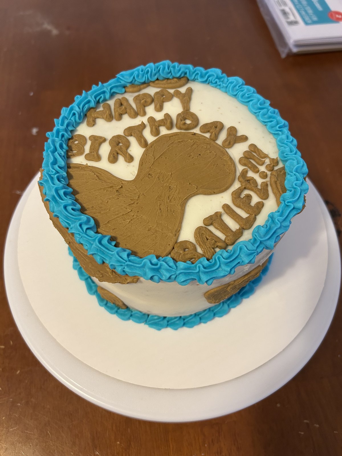 Blue and gold birthday cake